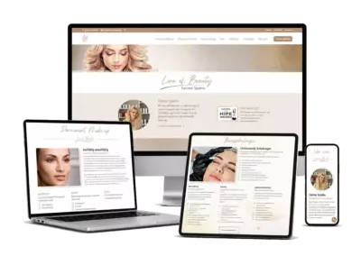 Klar strukturiertes Webdesign für ein Beauty-Studio