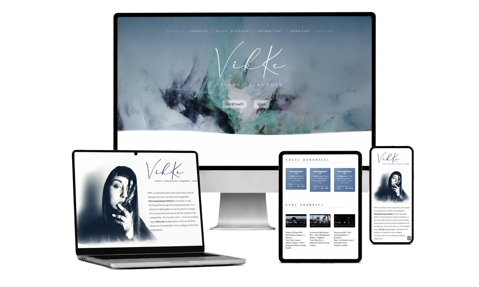 Responsive Webdesign für das international tätige Unternehmen Vikke Website von Vikke auf Desktop, Tablet und Smartphone
