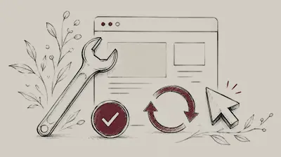 : Illustration einer Website mit Schraubenschlüssel