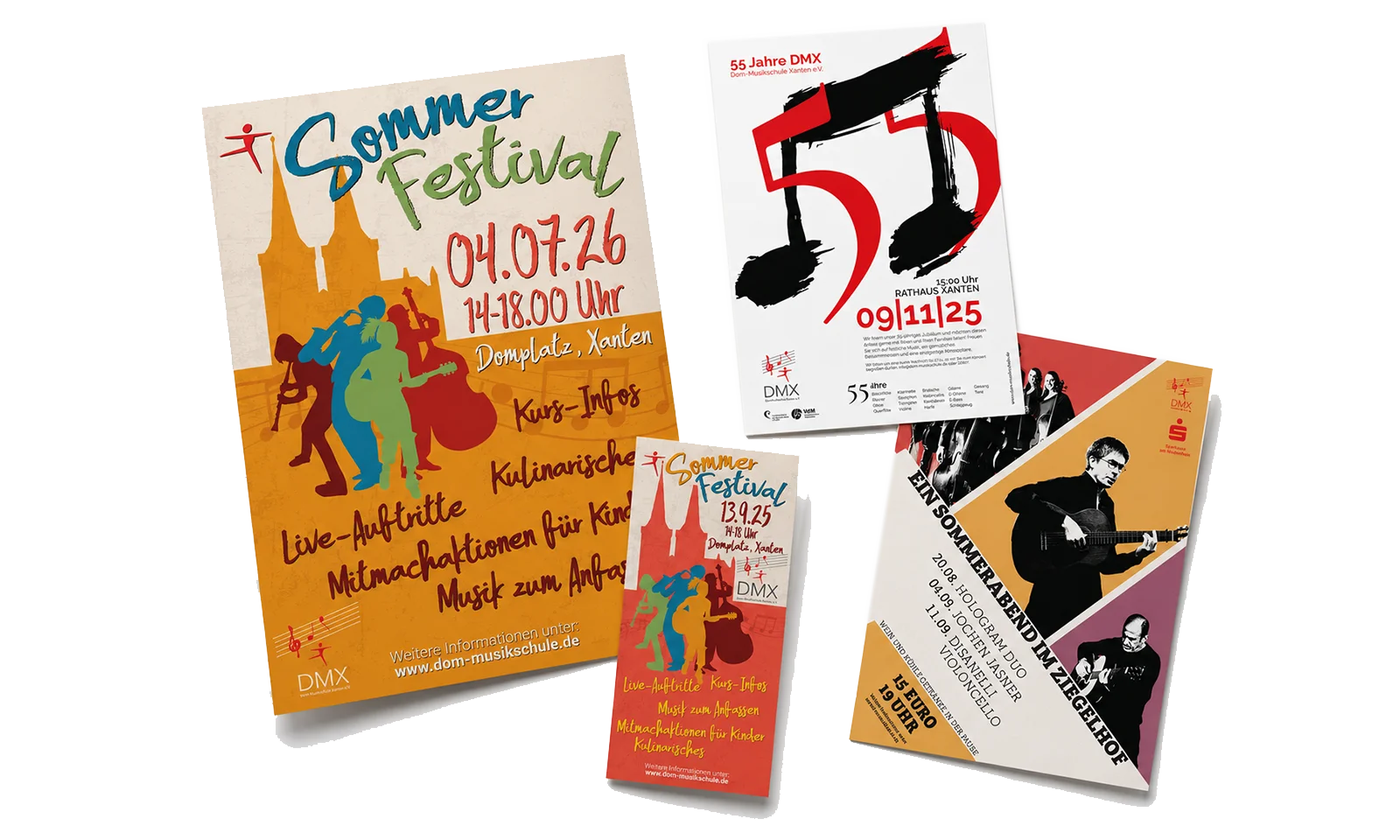Printdesign für die Dom-Musikschule Xanten Plakate, Flyer und Veranstaltungswerbung der Dom-Musikschule Xanten