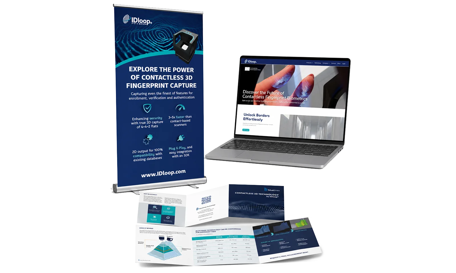 Corporate Design für ein Technologieunternehmen aus Jena Website, Messestand und Printmedien von IDloop aus Jena